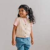 Gebreid katoenen vest Beige