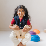 Gebreid katoenen vest marineblauw