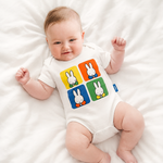 Bambino che indossa il body in bambù in stile pop art Retro Miffy