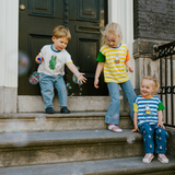 Child wearing the Miffy in Bloom striped ringer children's T-shirt