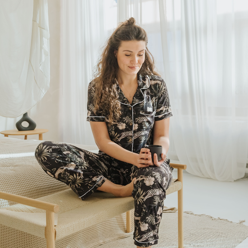 Dames Pyjama Lang Set Bamboe - Zebra