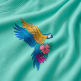 Maglietta per bambini oversize color menta con pappagallo Frida