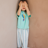 Maglietta per bambini oversize color menta con pappagallo Frida