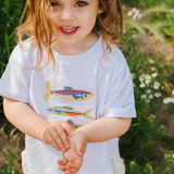 Camiseta oversize niño Blanco Pila de peces