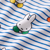 Gros plan sur le tissu en bambou tout doux du ZIPSTER x Miffy gigotine en bambou « Peek-a-Boo Blue »