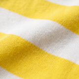 Close-up of the soft bamboo fabric of the Miffy in Bloom striped ringer children's T-shirt