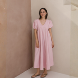 Stillkleid mit Ballonärmeln Rosa